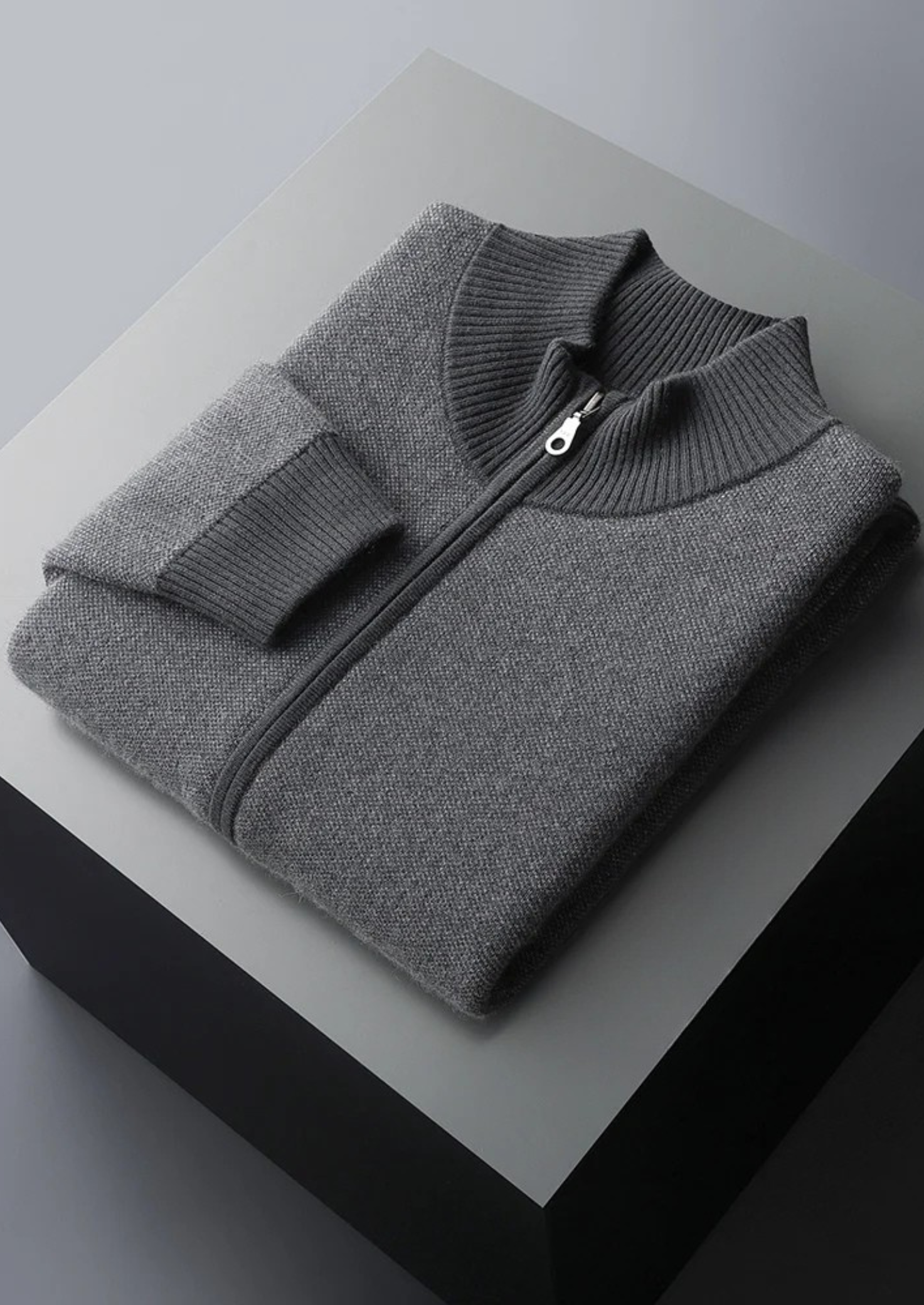 SECRET WEALTH | 100% CASHMERE JACQUARD ZIP CARDIGAN