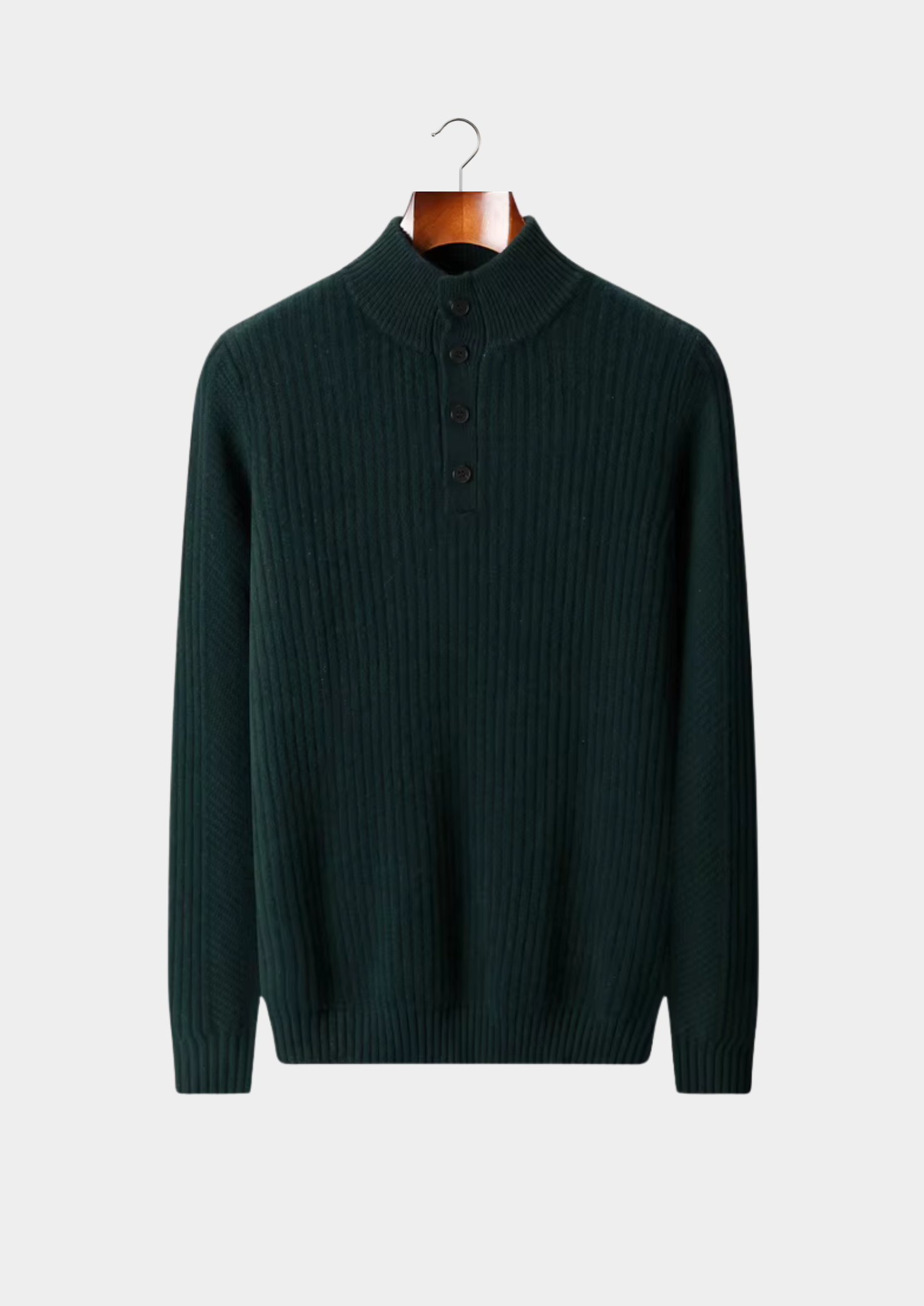 SECRET WEALTH | WOOL RIBBED HENLEY SWEATER