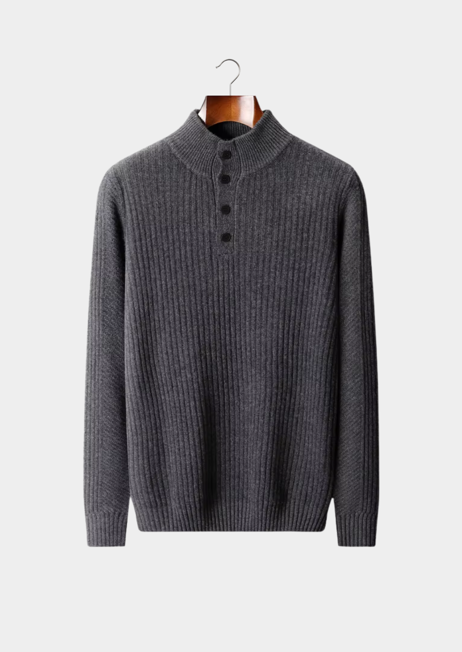 SECRET WEALTH | WOOL RIBBED HENLEY SWEATER