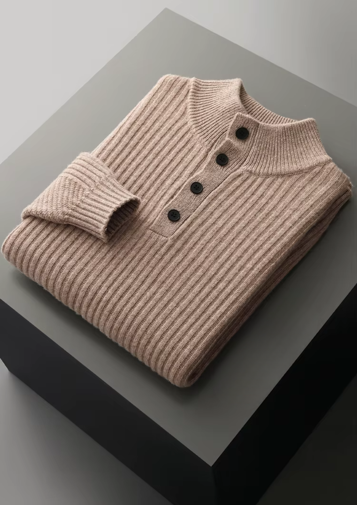 SECRET WEALTH | WOOL RIBBED HENLEY SWEATER