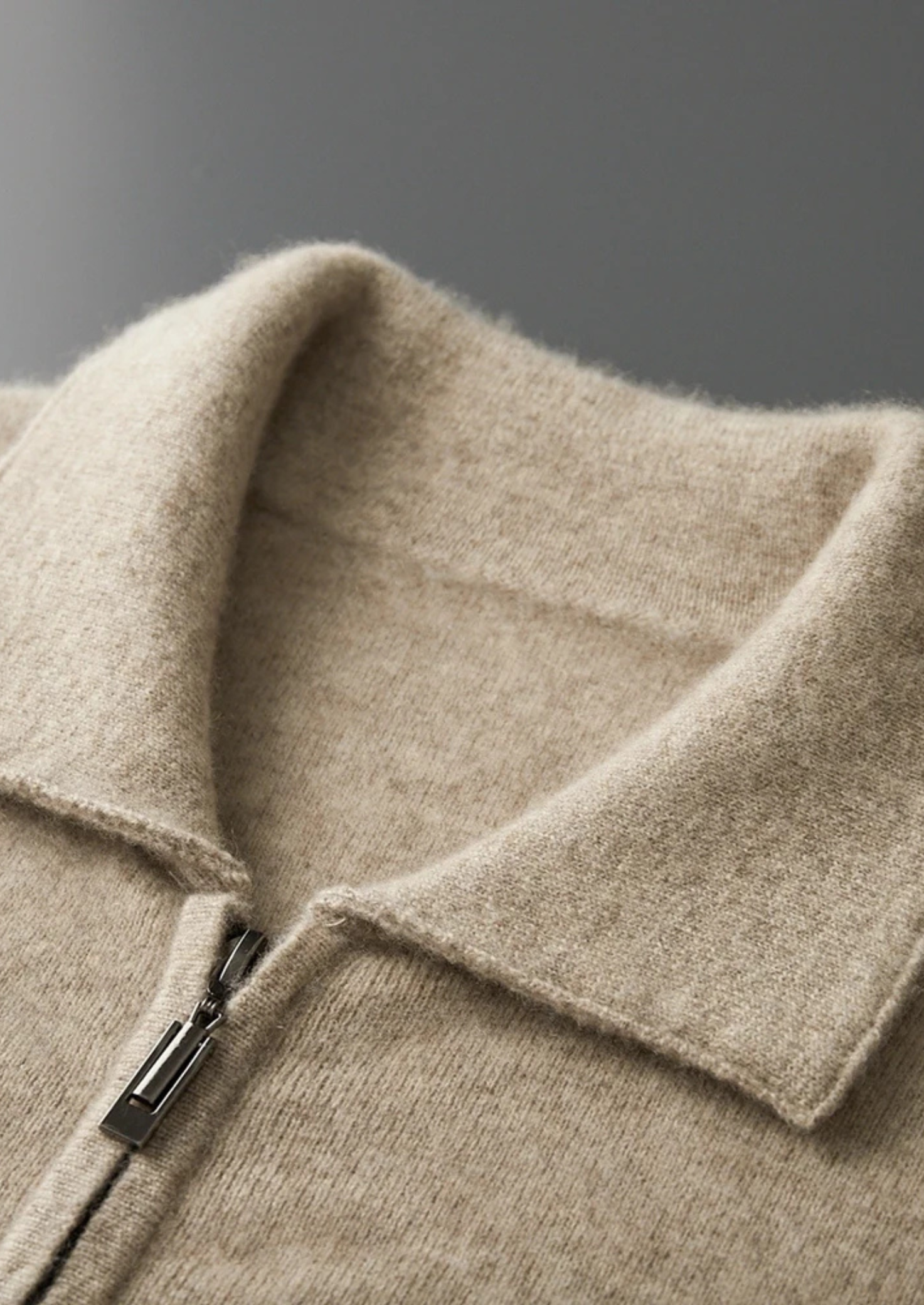 SECRET WEALTH | 100% CASHMERE ZIP POLO CARDIGAN