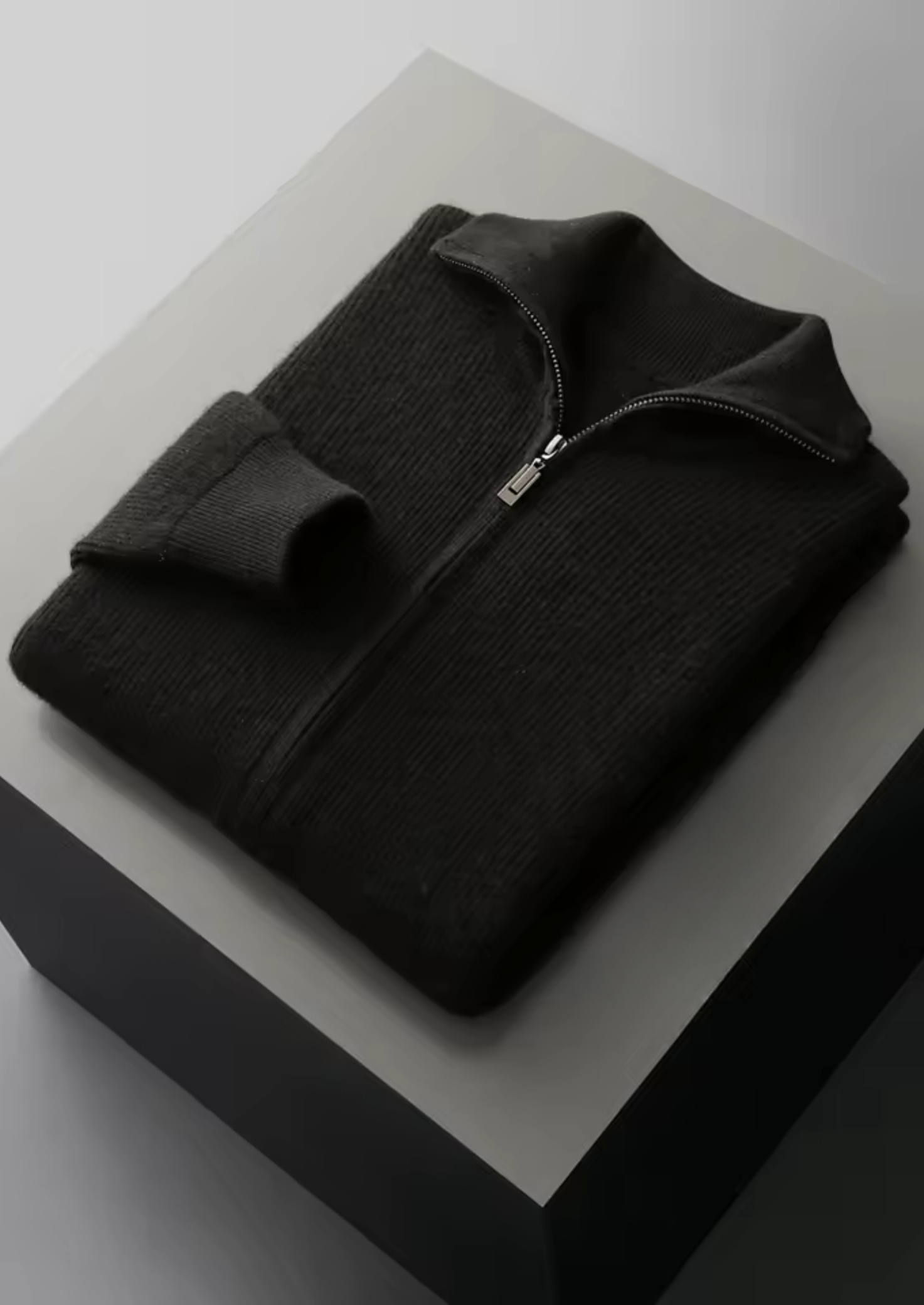 SecretWealth | Ribbed Knit Zip Cardigan