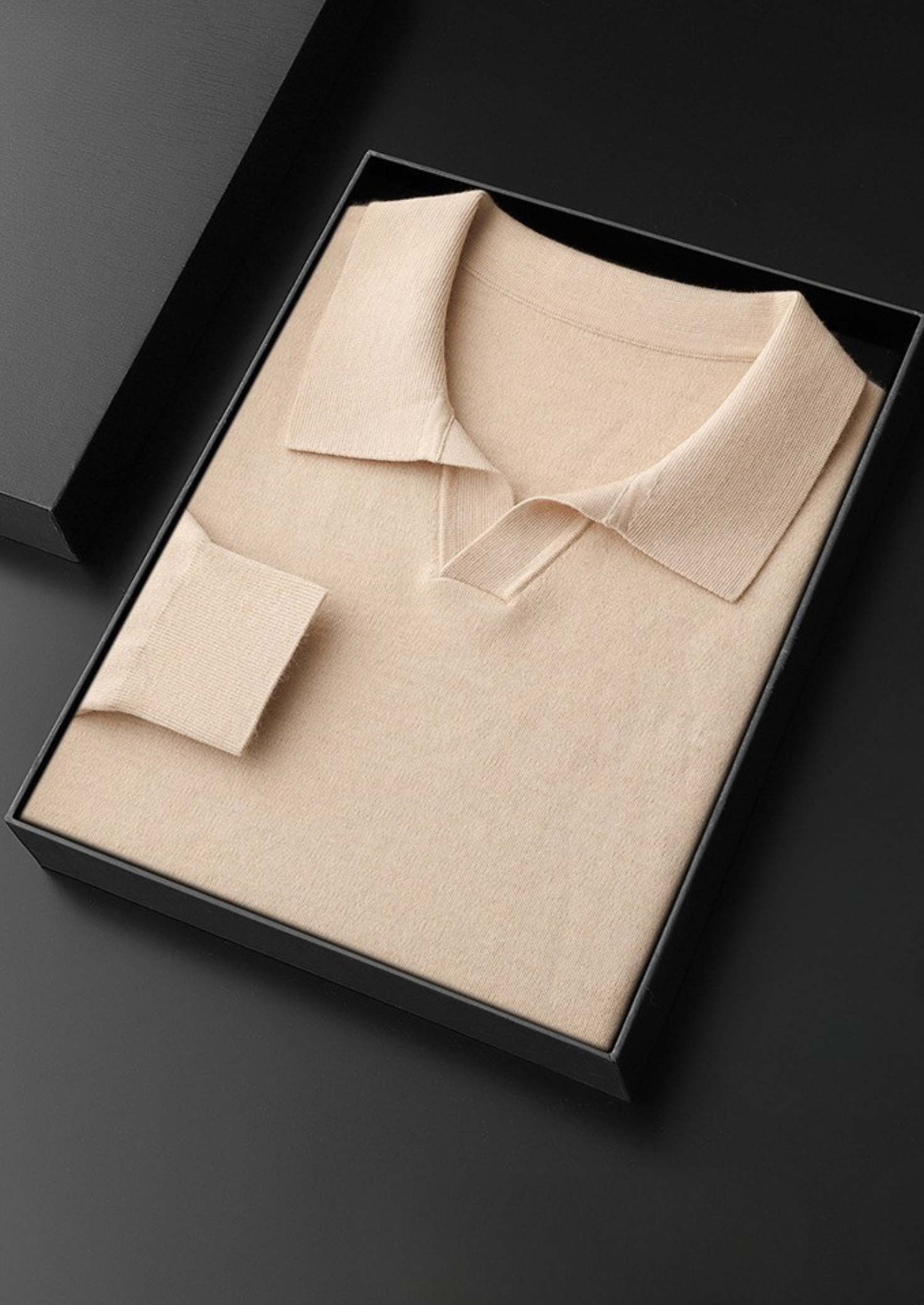 SECRET WEALTH | 100% CASHMERE BUTTONLESS SWEATER POLO