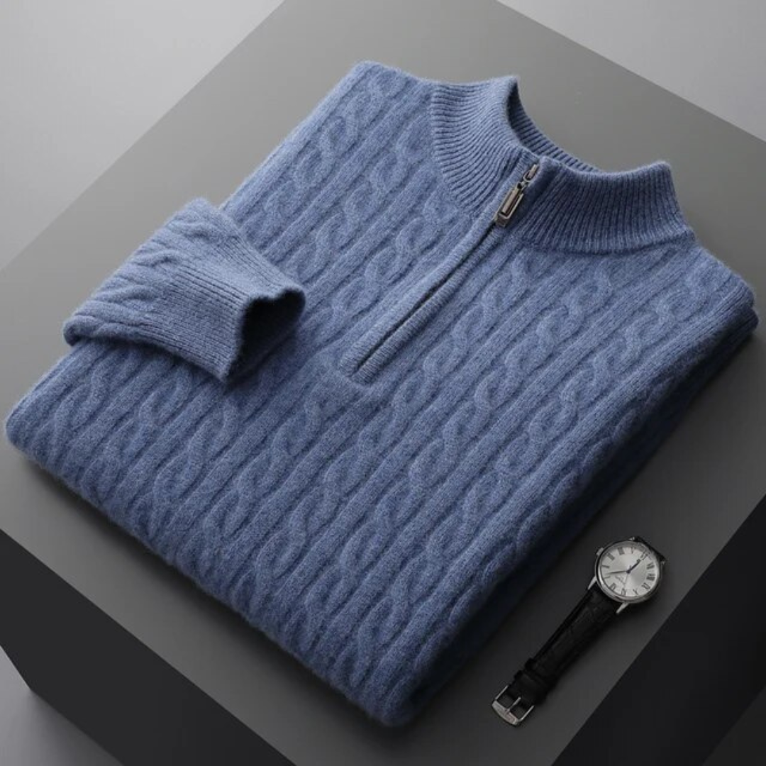 SECRET WEALTH | 100% CASHMERE WOVEN HALF ZIP