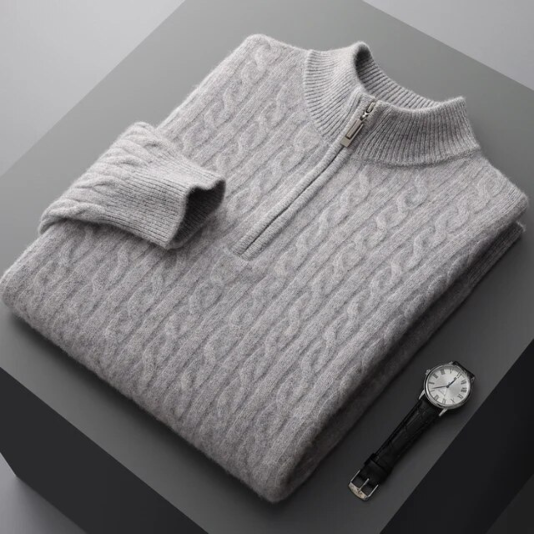 SECRET WEALTH | 100% CASHMERE WOVEN HALF ZIP
