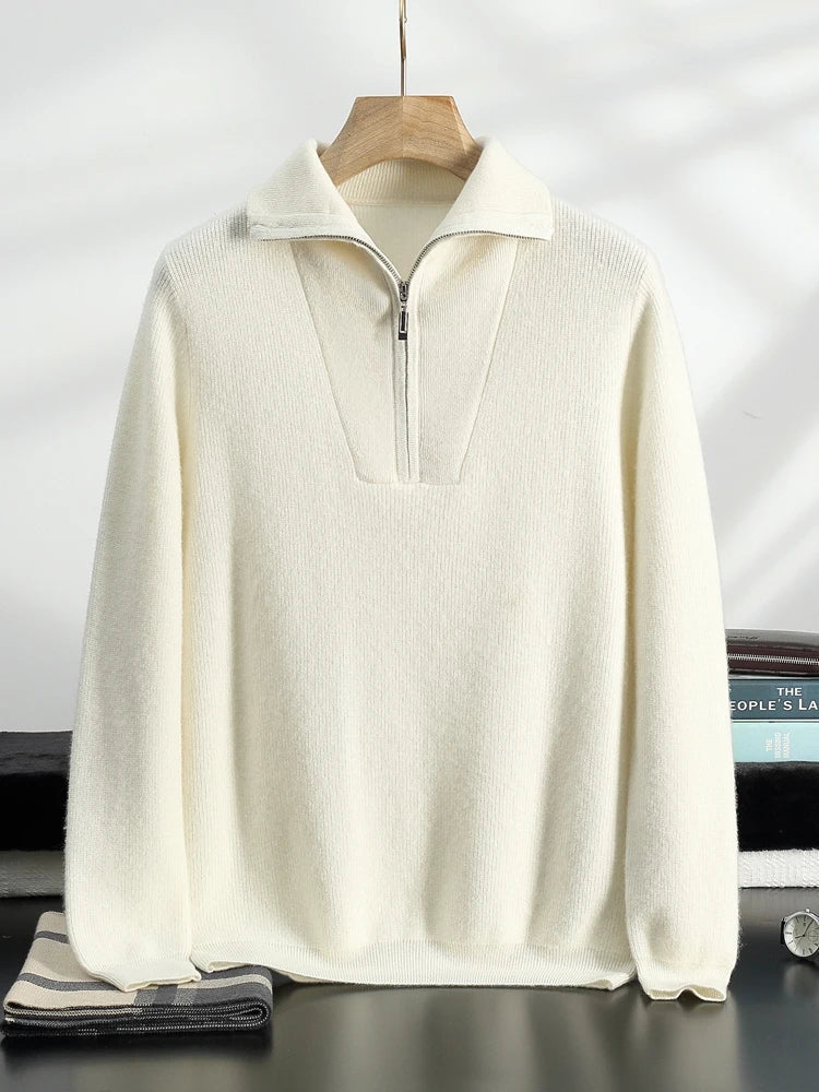 SECRET WEALTH | 100% CASHMERE HALF ZIP SWEATER