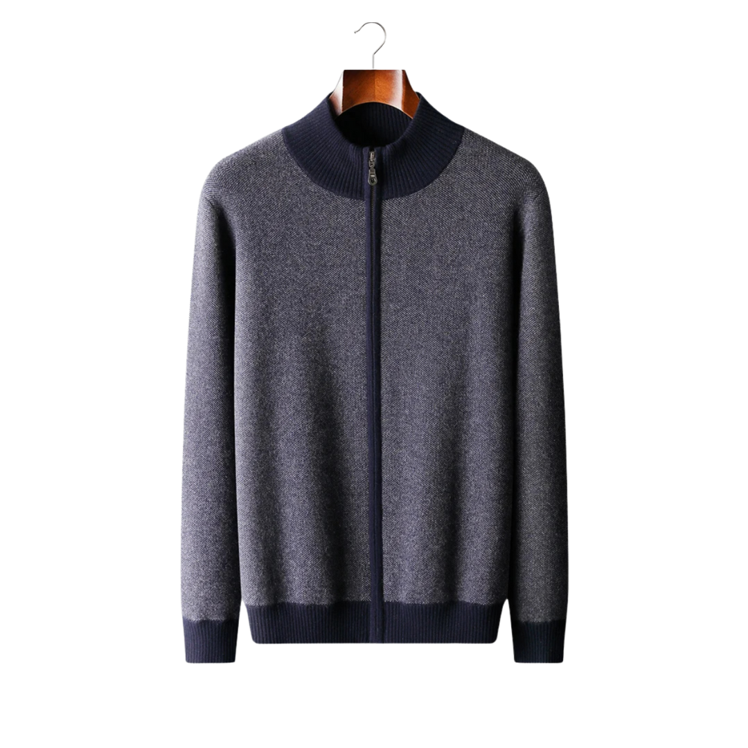 SECRET WEALTH | 100% CASHMERE JACQUARD ZIP CARDIGAN