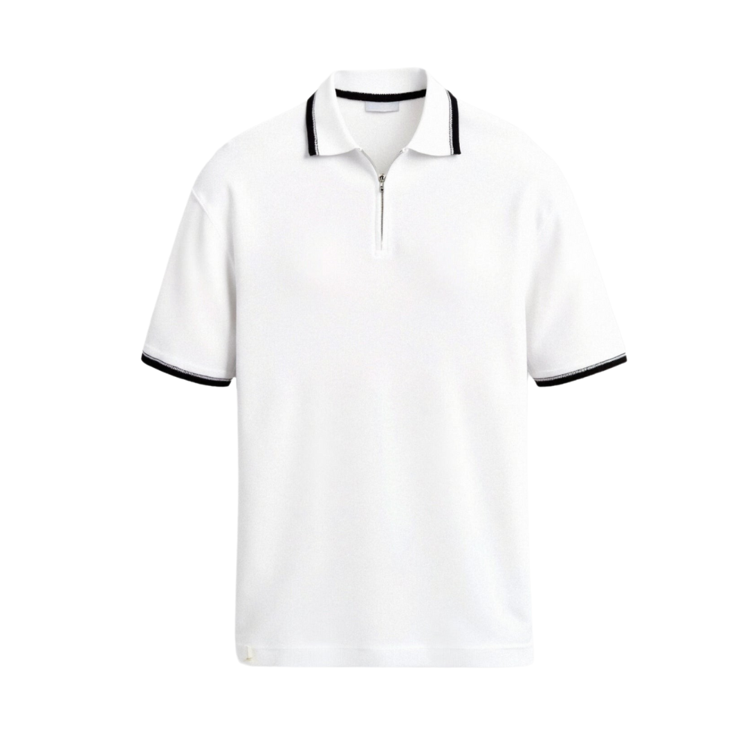 SECRET WEALTH | Knitted Quarter Zip Golf Polo