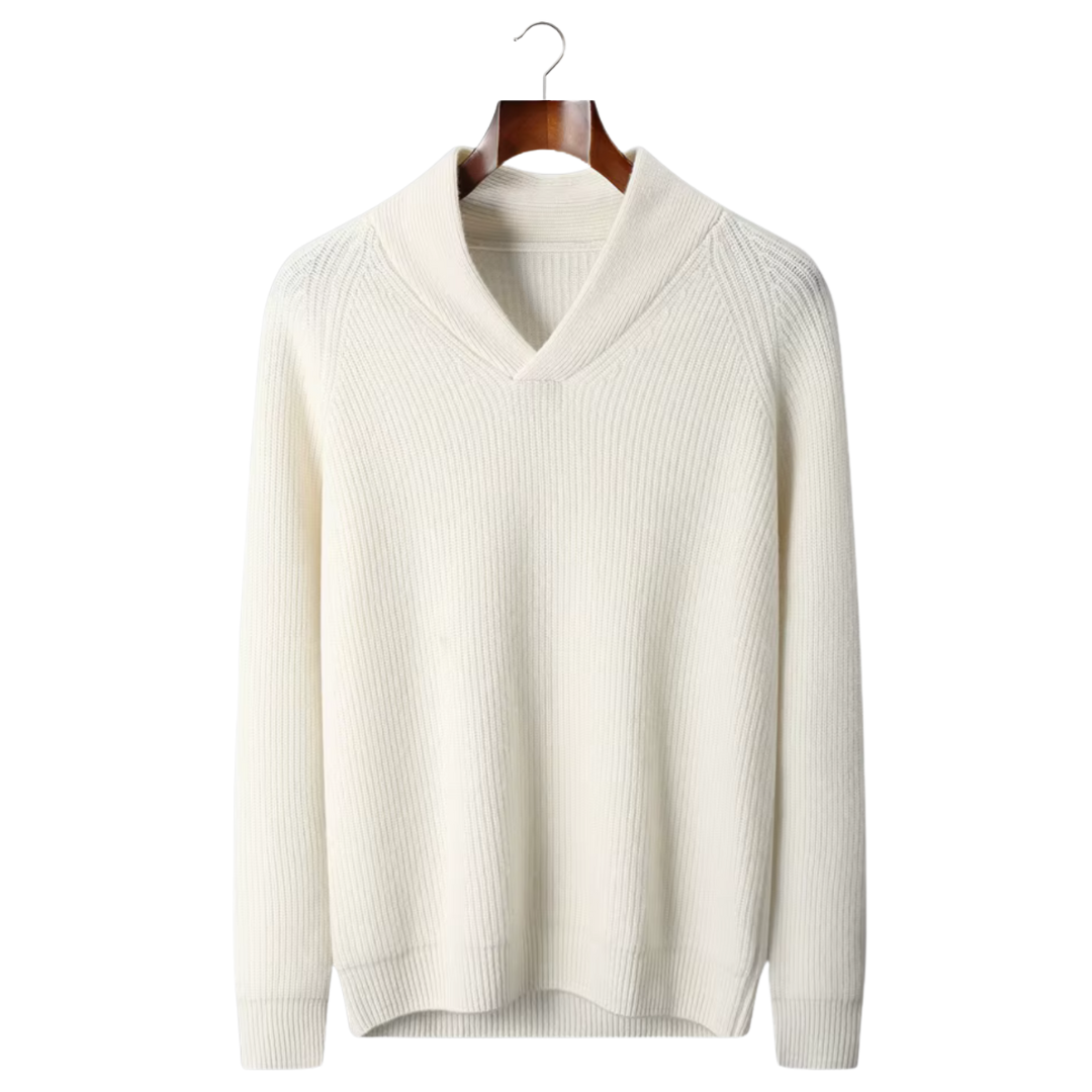 SECRET WEALTH | 100% CASHMERE RIBBED V-NECK SWEATER