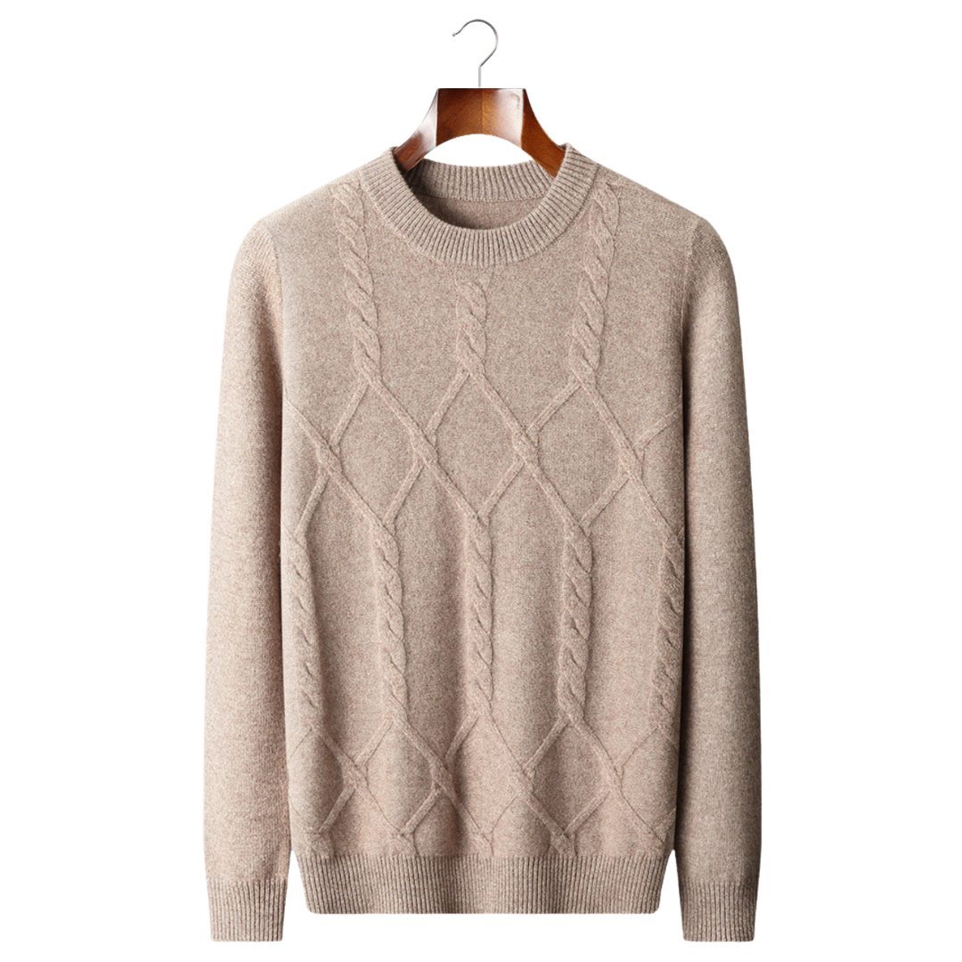 SECRET WEALTH | 100% CASHMERE PATTERN CREWNECK