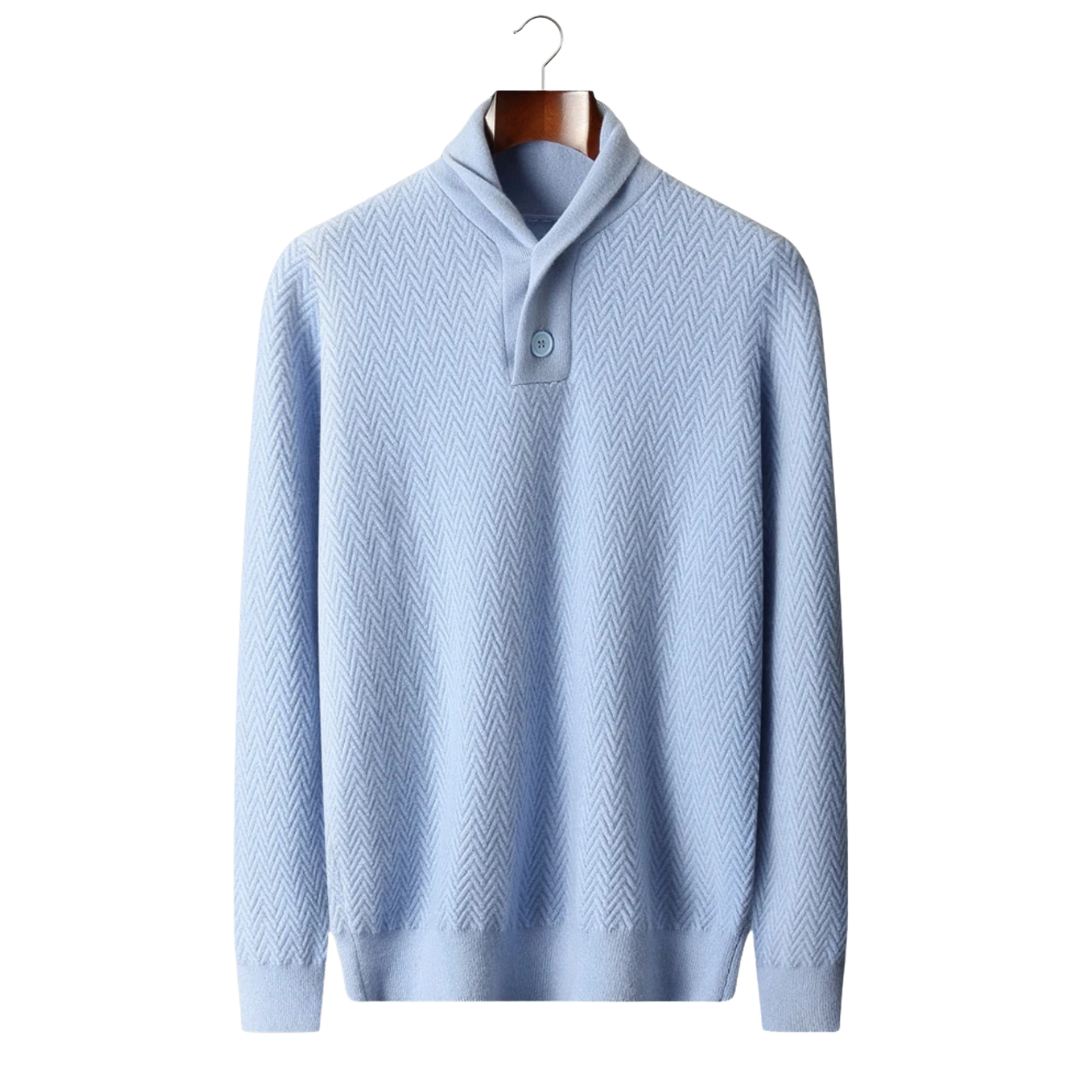 SECRET WEALTH | 100% CASHMERE ZIGZAG BUTTON SWEATER
