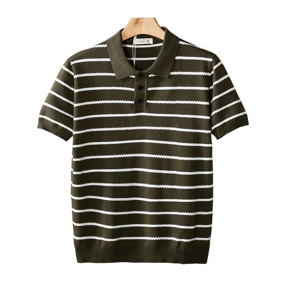 SECRET WEALTH | STRIPED TEXTURED BUTTON POLO