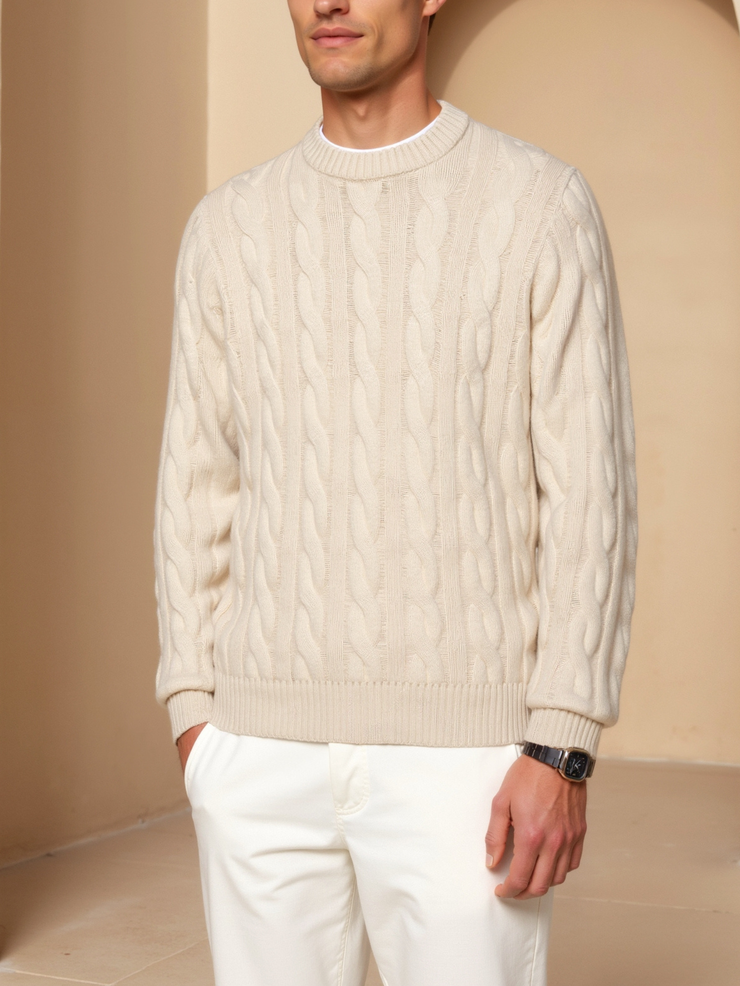 SECRET WEALTH | Cashmere Cable Knit Sweater