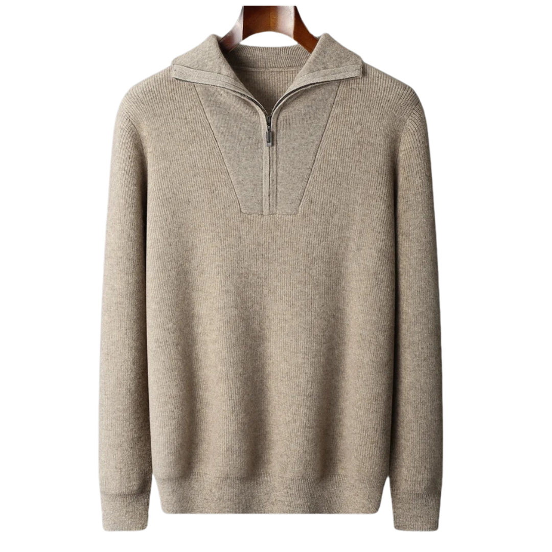SECRET WEALTH | 100% CASHMERE HALF ZIP SWEATER