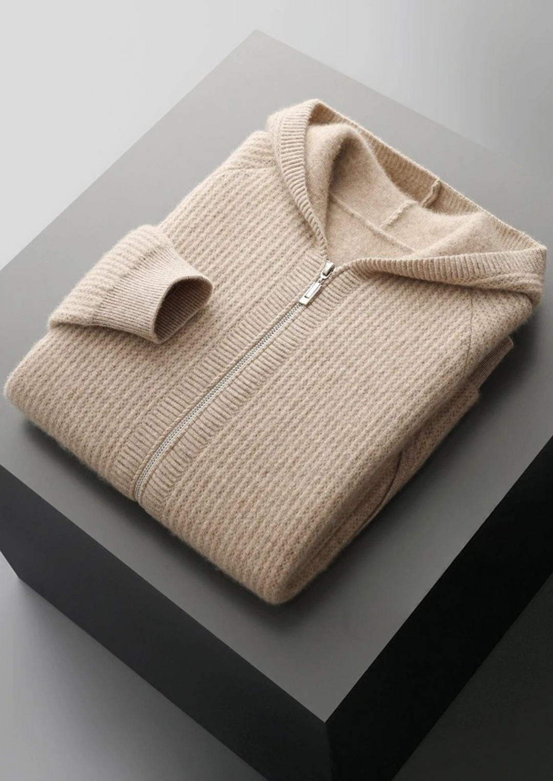 SecretWealth | Ribbed Knit Zip Hoodie