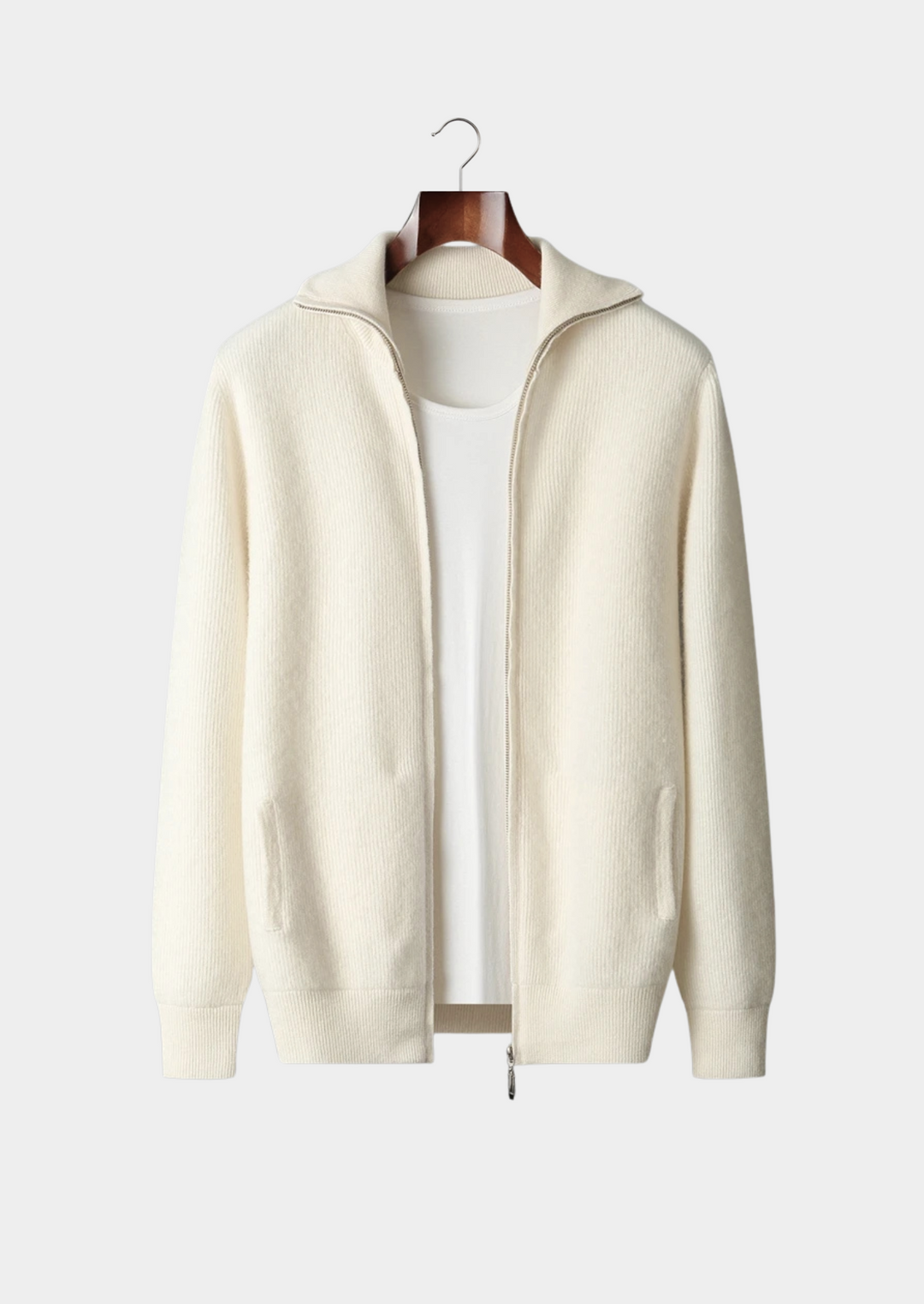 SecretWealth | Ribbed Knit Zip Cardigan