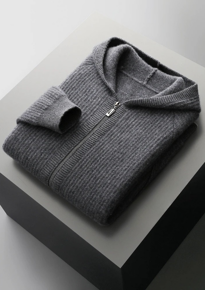 SecretWealth | Ribbed Knit Zip Hoodie