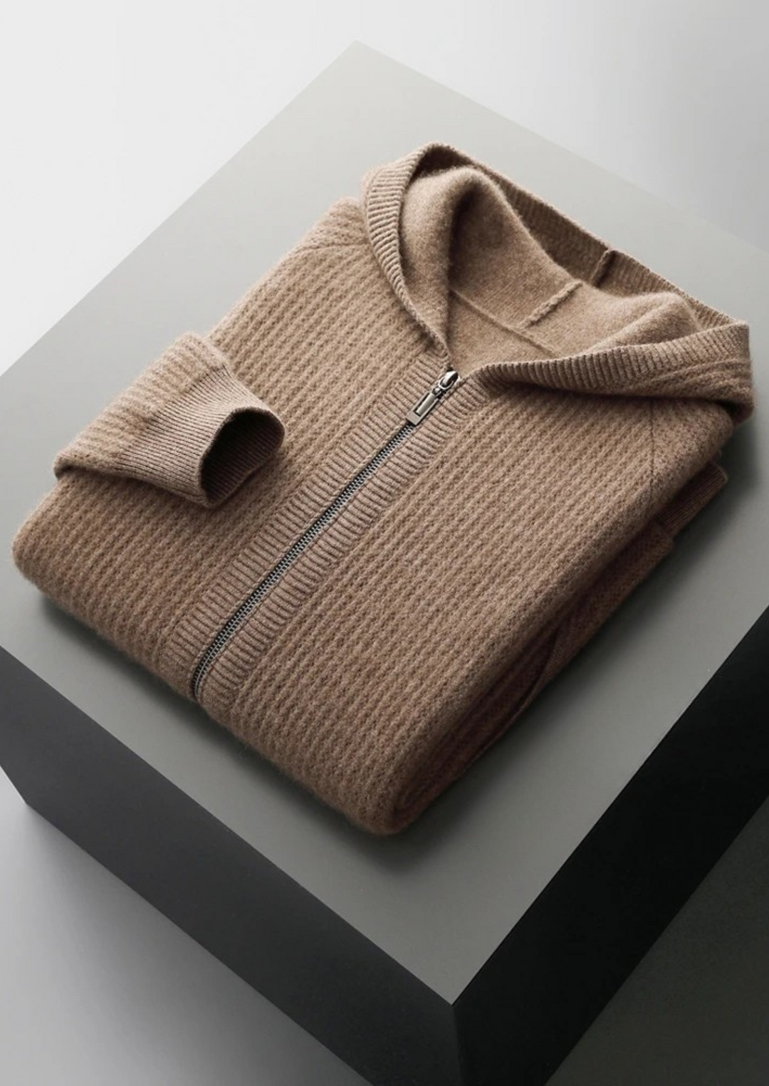 SecretWealth | Ribbed Knit Zip Hoodie
