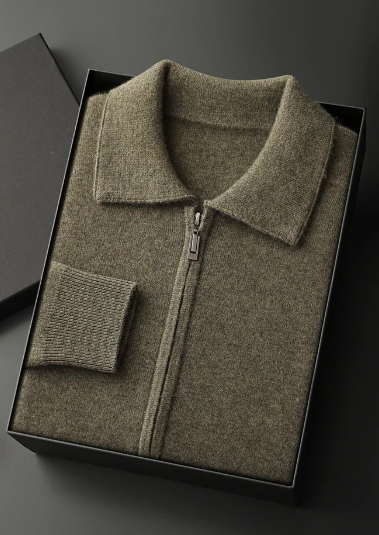 SECRET WEALTH | 100% CASHMERE ZIP POLO CARDIGAN