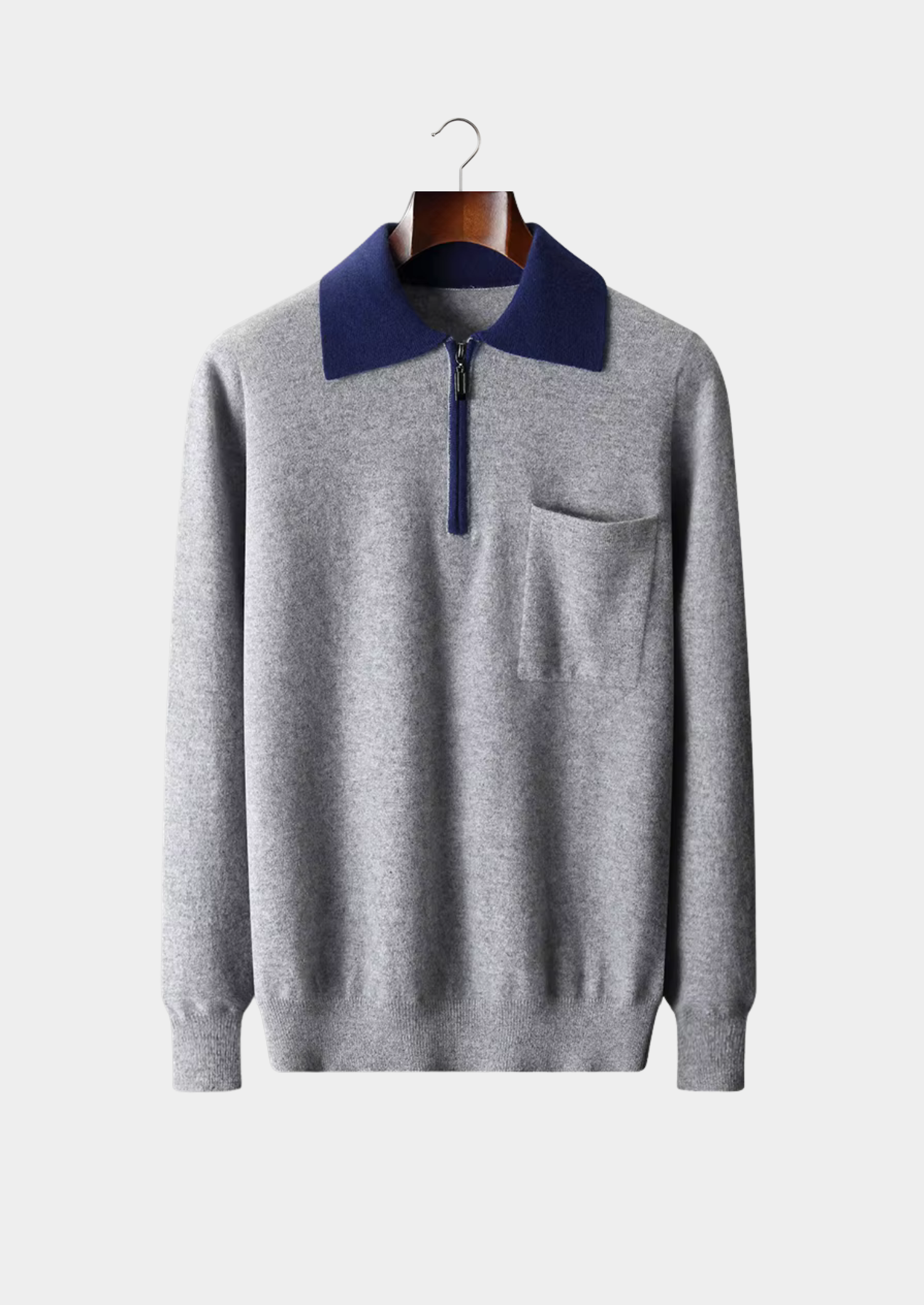 SECRET WEALTH | 100% CASHMERE TWO TONE ZIPPER POLO