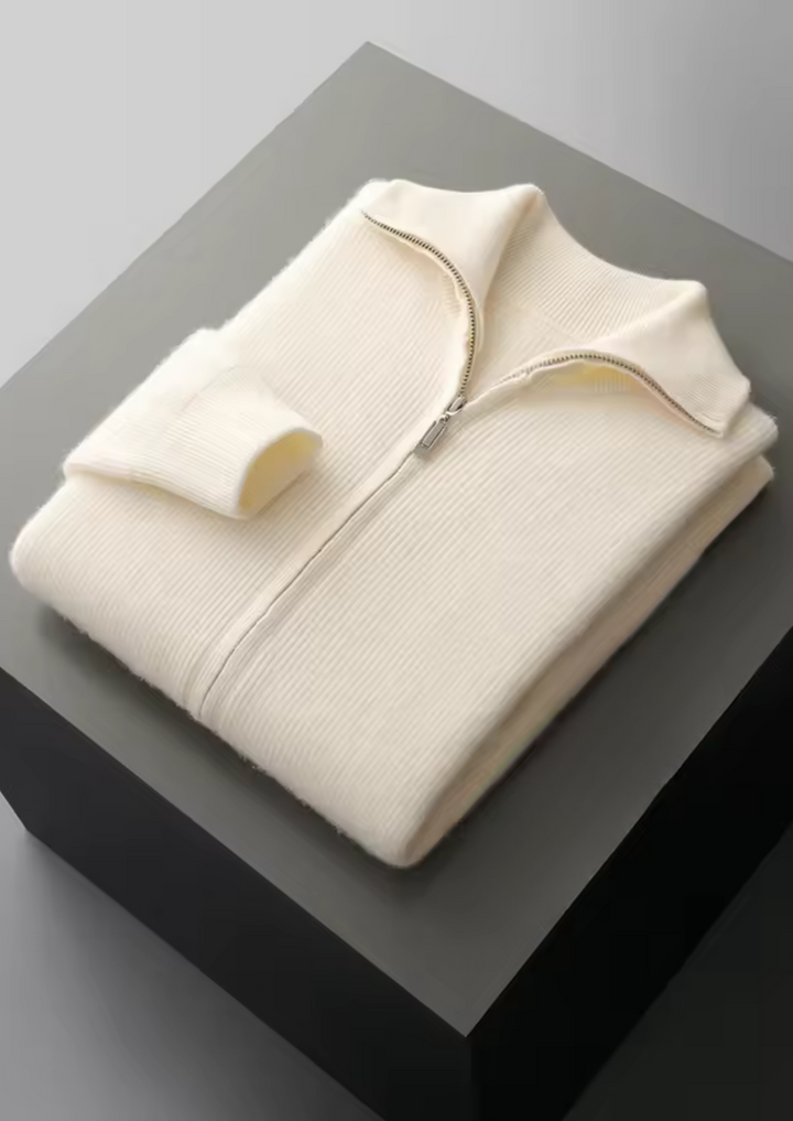 SecretWealth | Ribbed Knit Zip Cardigan