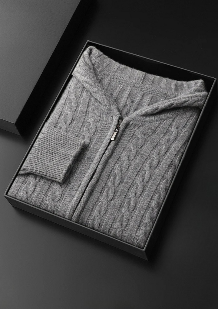SecretWealth | Cable Knit Zip Hoodie