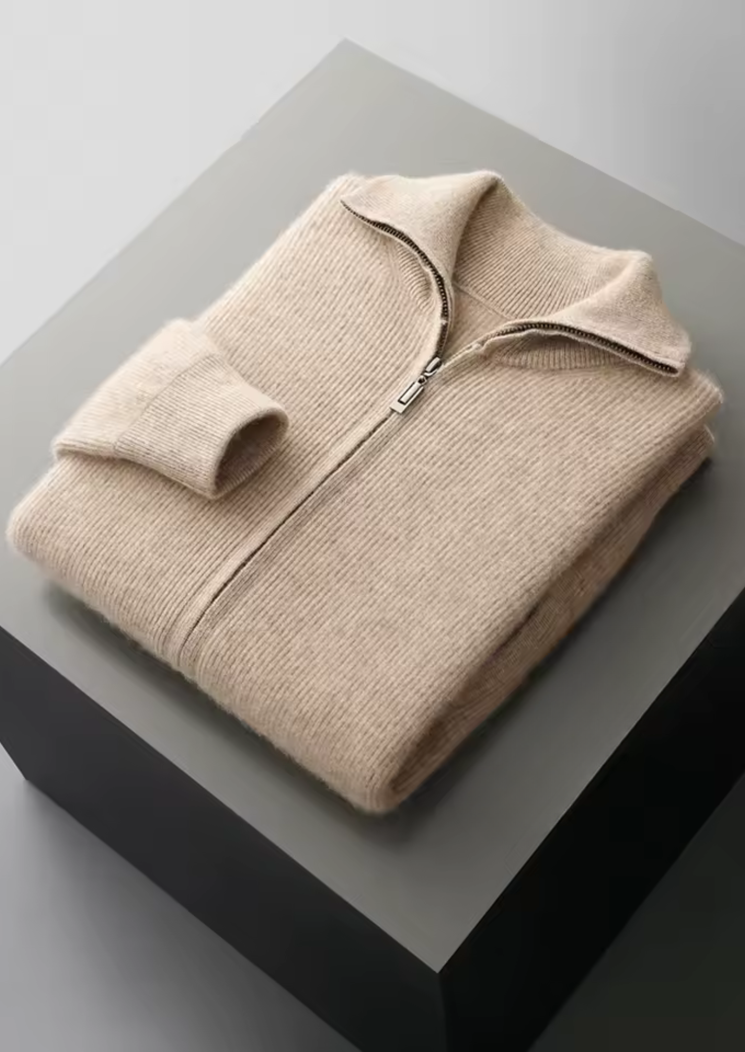 SECRET WEALTH | WOOL RIBBED ZIPPER CARDIGAN