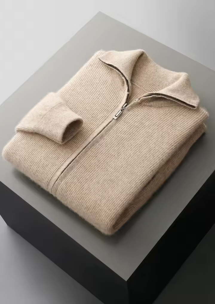 SecretWealth | Ribbed Knit Zip Cardigan