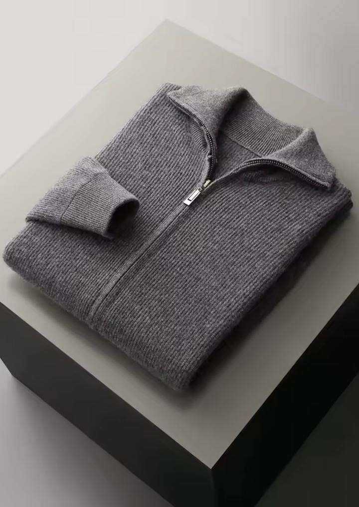 SecretWealth | Ribbed Knit Zip Cardigan