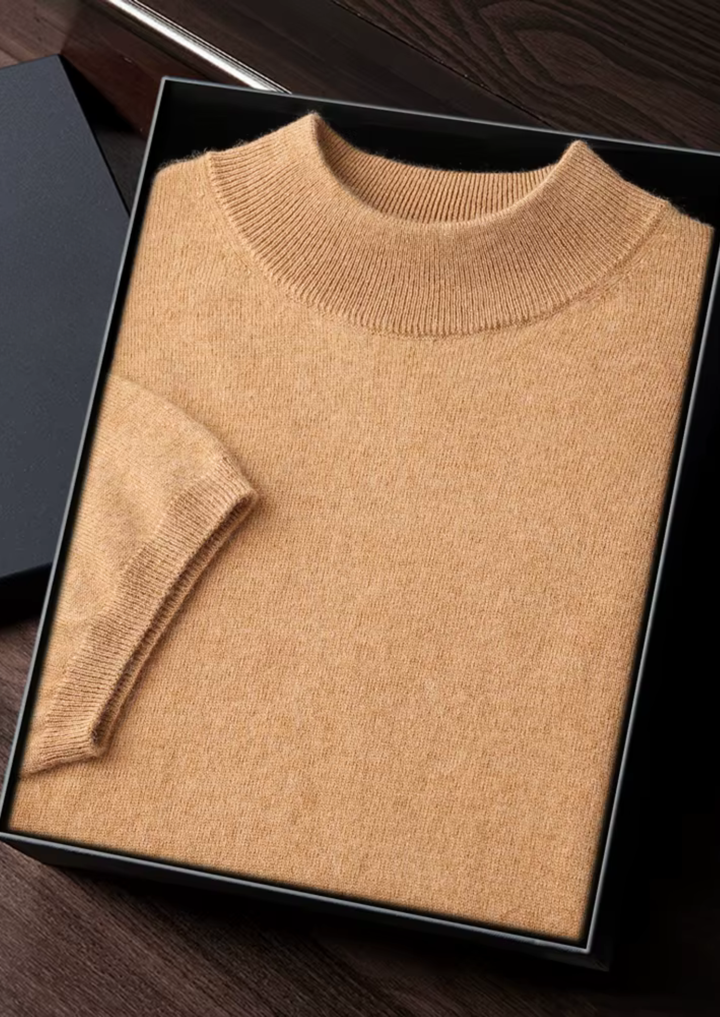 SECRET WEALTH | 100% CASHMERE MOCK NECK T-SHIRT