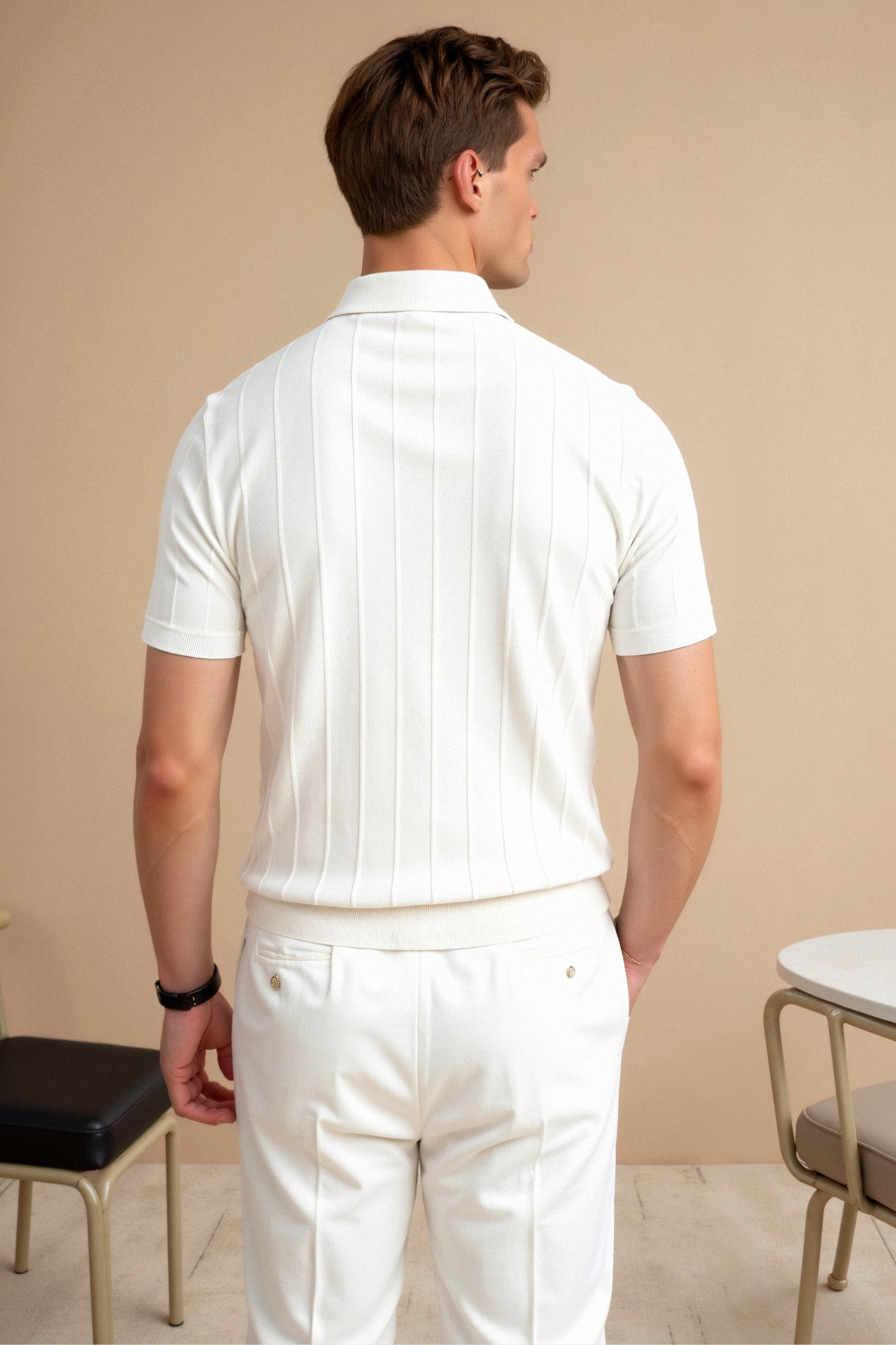 SECRET WEALTH | Vertical Striped Button Up Polo