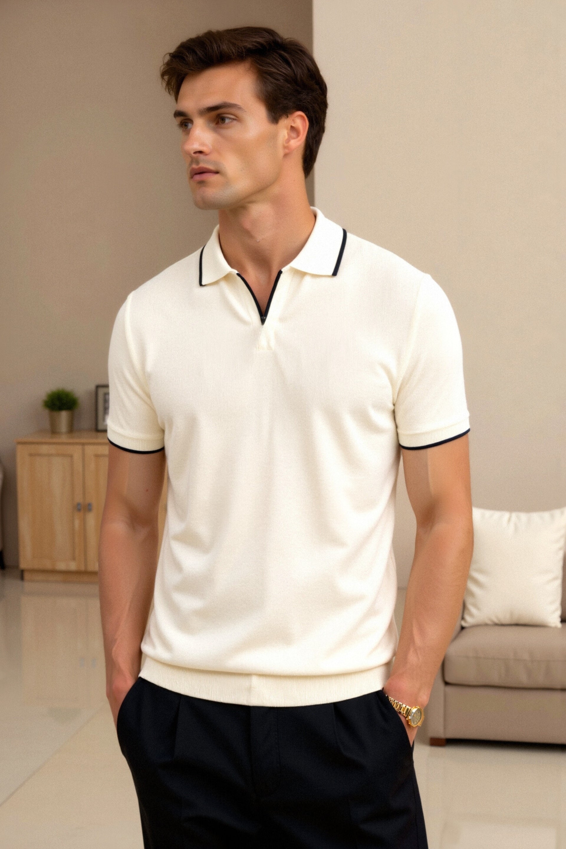 SECRET WEALTH | Contrast Slim Fitted Polo