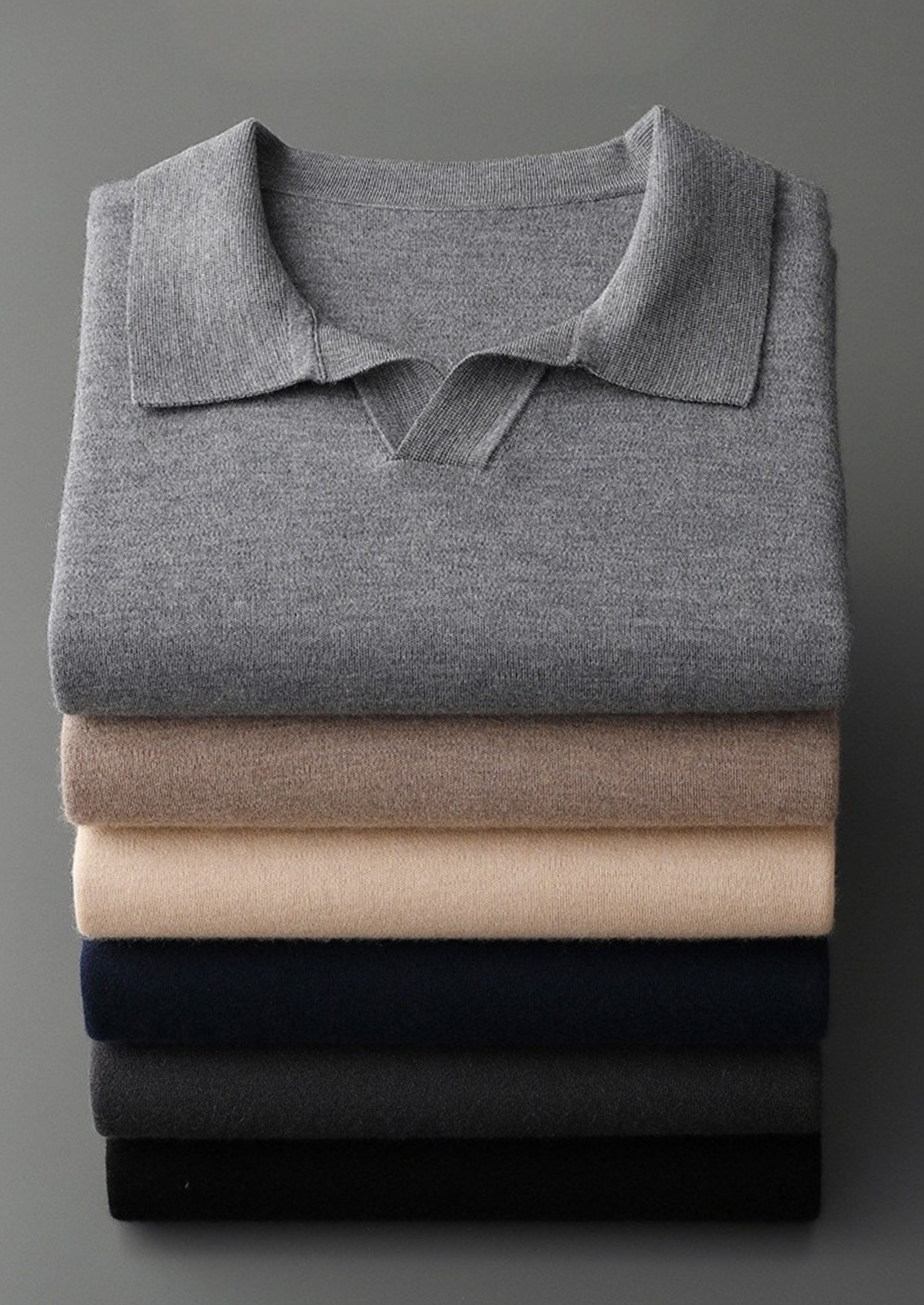 SECRET WEALTH | 100% CASHMERE BUTTONLESS SWEATER POLO