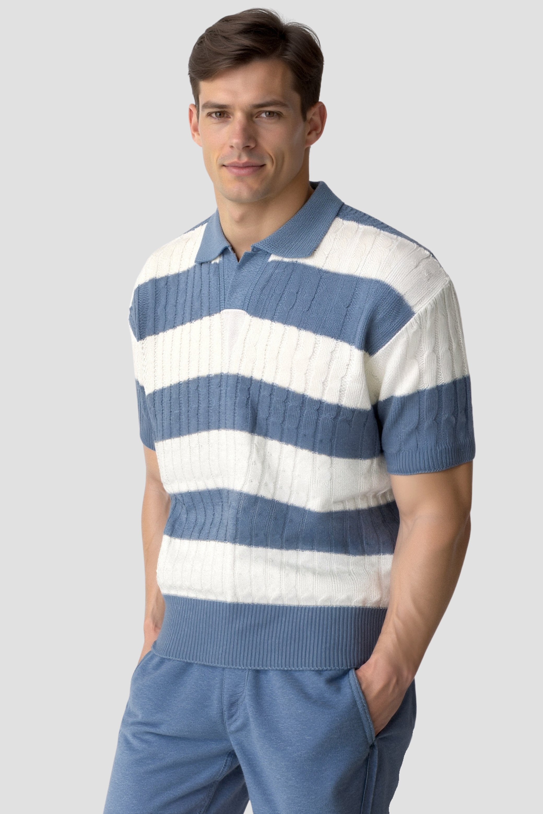 SECRET WEALTH | White Stripe Polo