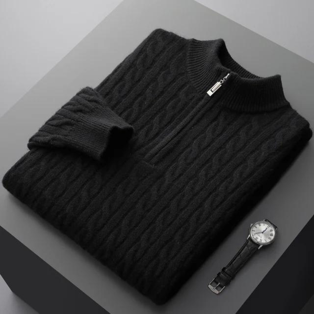 SECRET WEALTH | 100% CASHMERE WOVEN HALF ZIP