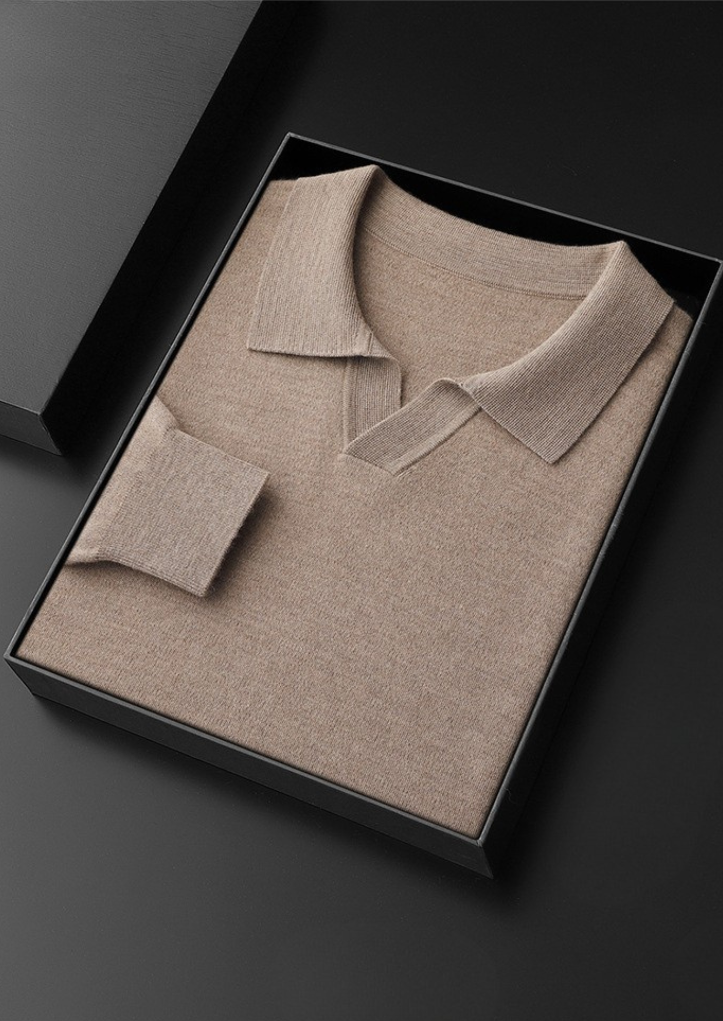 SECRET WEALTH | 100% CASHMERE BUTTONLESS SWEATER POLO