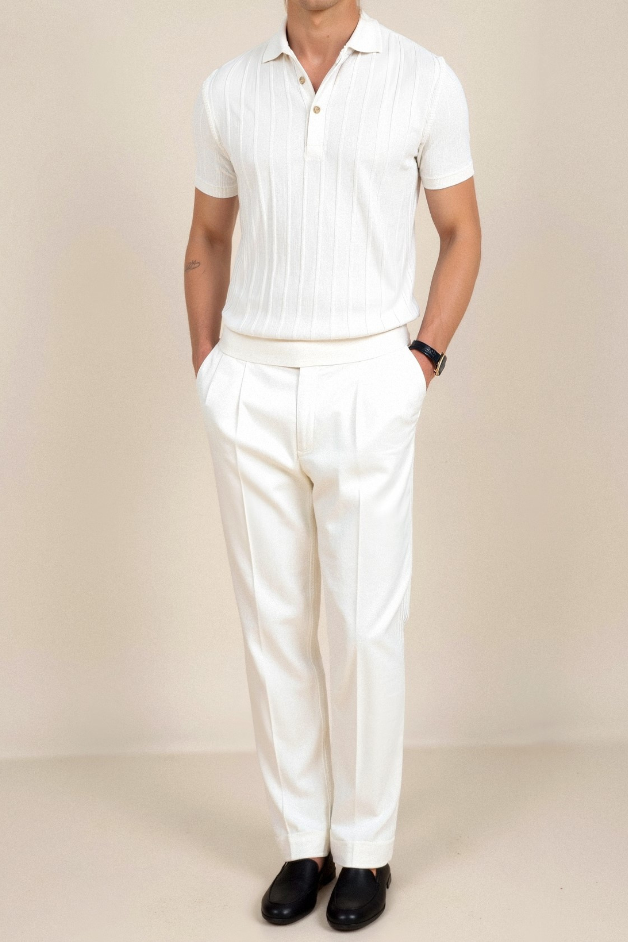 SECRET WEALTH | Vertical Striped Button Up Polo