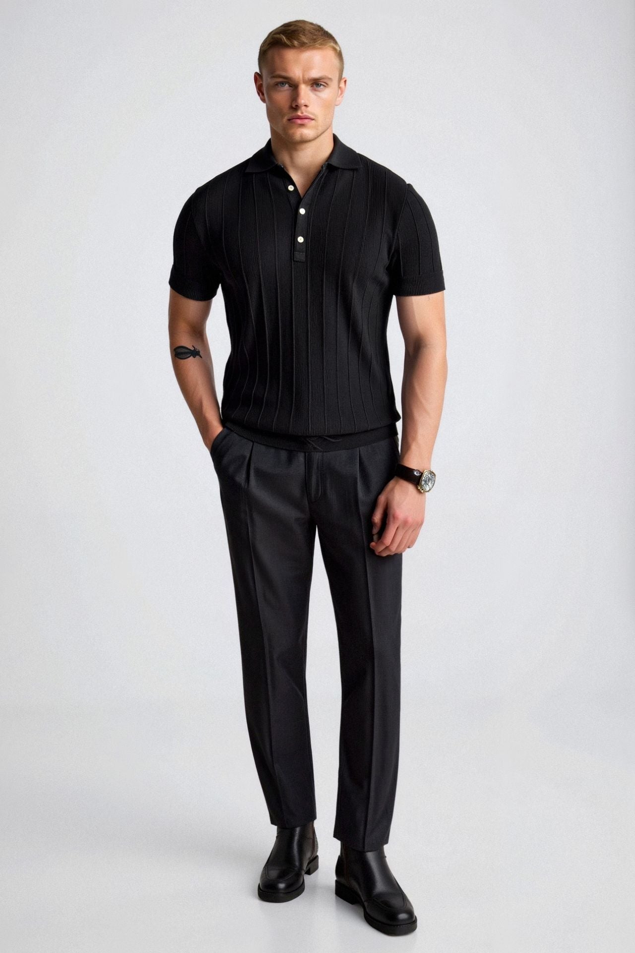 SECRET WEALTH | Vertical Striped Button Up Polo