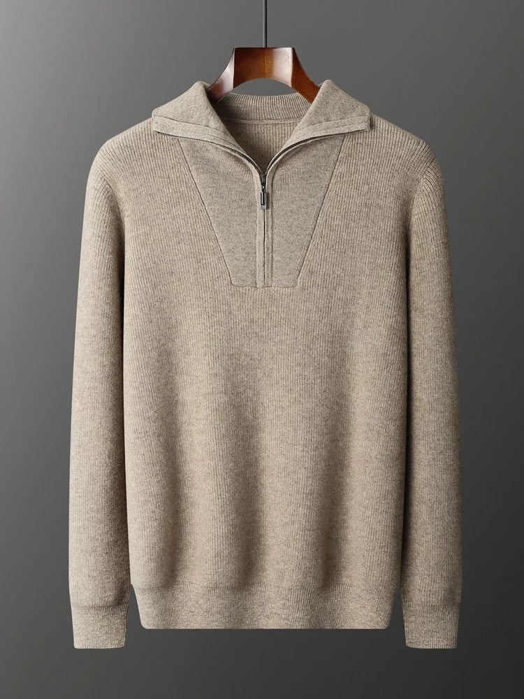 SECRET WEALTH | 100% CASHMERE HALF ZIP SWEATER