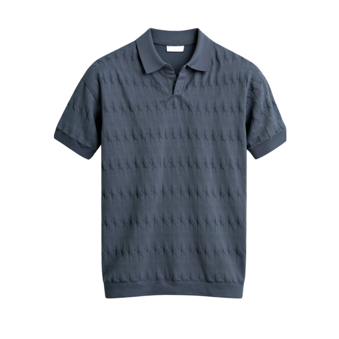 SECRET WEALTH | Premium V-Neck Cable Knit Polo