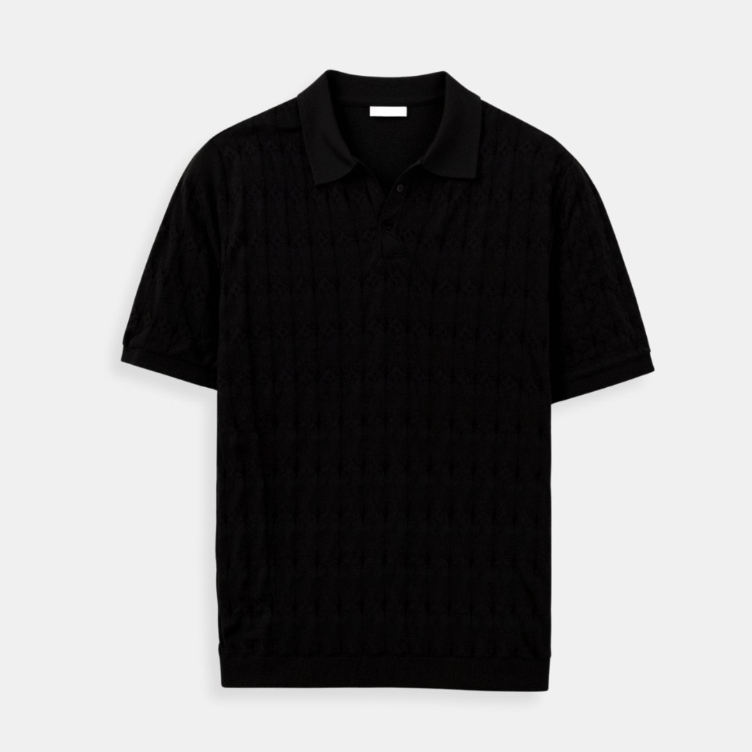 SECRET WEALTH | Premium V-Neck Cable Knit Polo