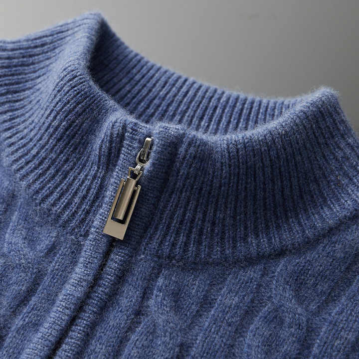 SECRET WEALTH | 100% CASHMERE WOVEN HALF ZIP