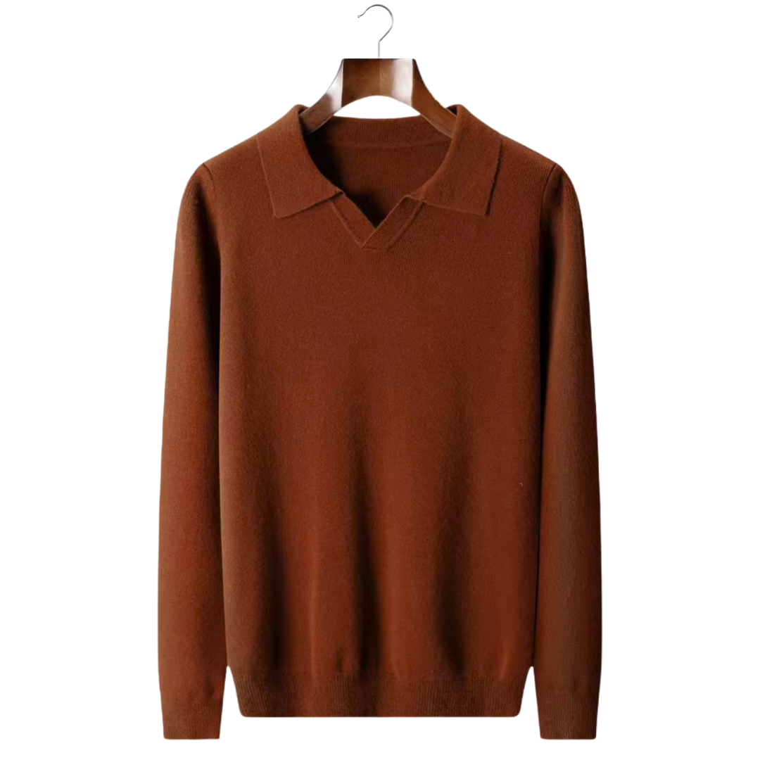 SECRET WEALTH | WOOL RIBBED BUTTONLESS POLO