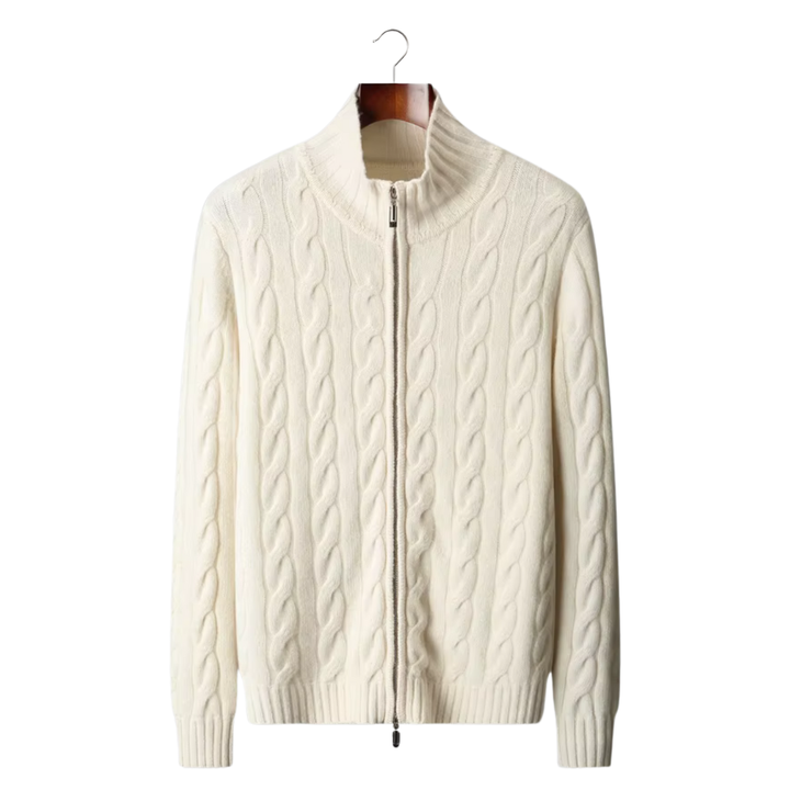 SecretWealth | Cable Knit Dual-Zip Cardigan