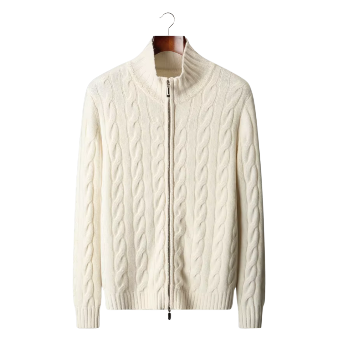 SECRET WEALTH | WOOL DUAL-ZIP CABLE CARDIGAN