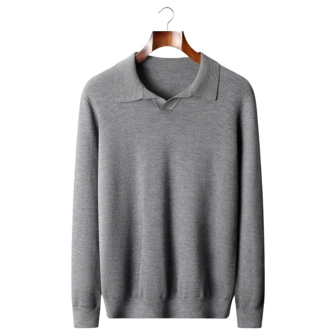 SECRET WEALTH | 100% CASHMERE BUTTONLESS SWEATER POLO