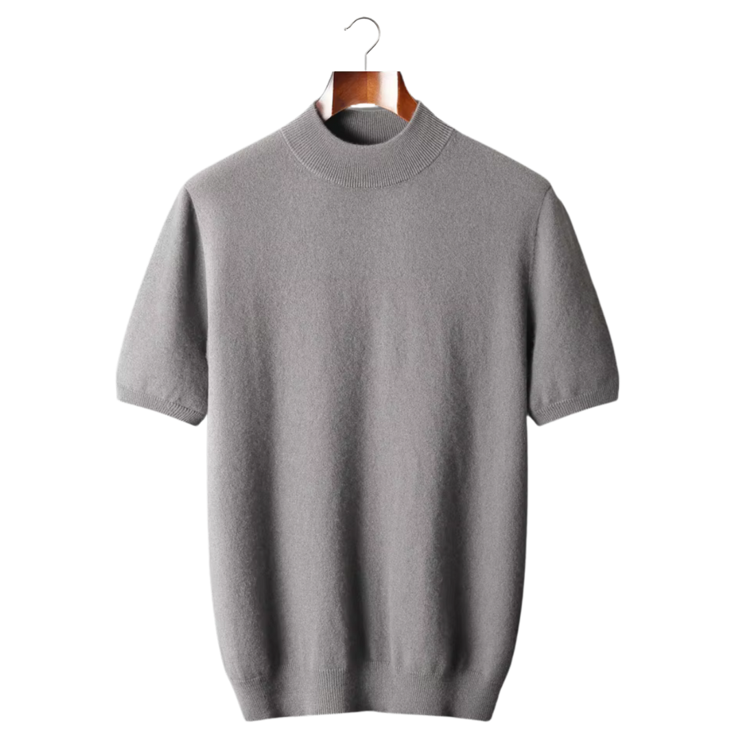 SECRET WEALTH | 100% CASHMERE MOCK NECK T-SHIRT