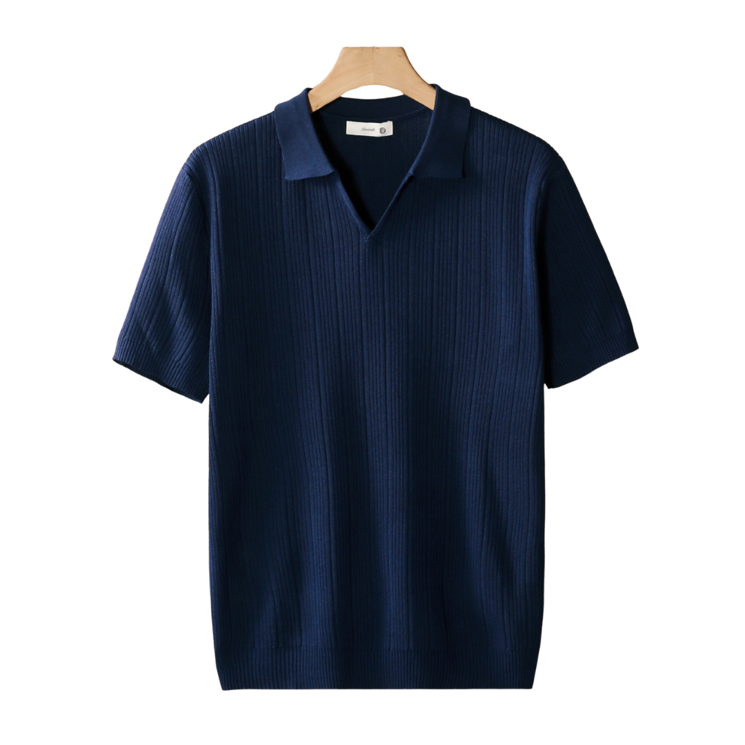 SECRET WEALTH |OPEN COLLAR RIBBED POLO