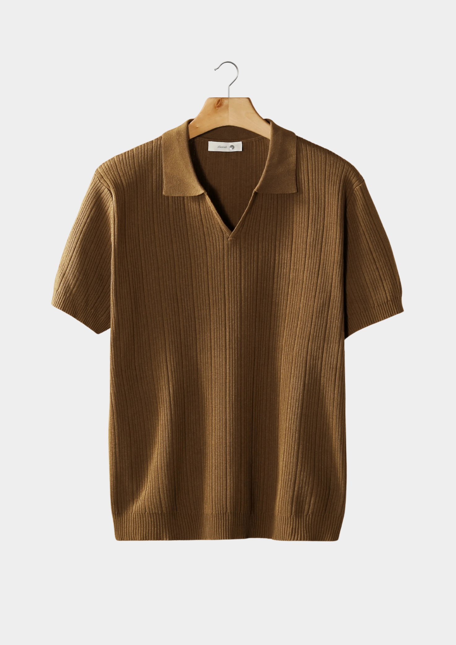 SECRET WEALTH |OPEN COLLAR RIBBED POLO